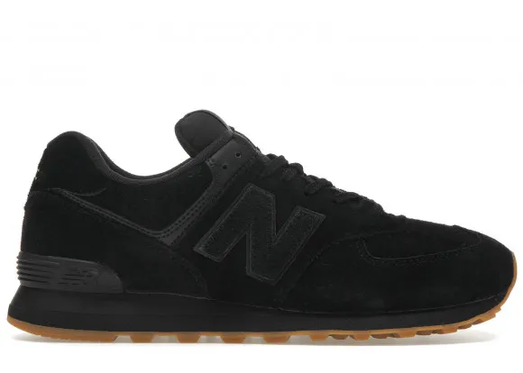 New Balance Unisex 574 in Black Suede/Mesh