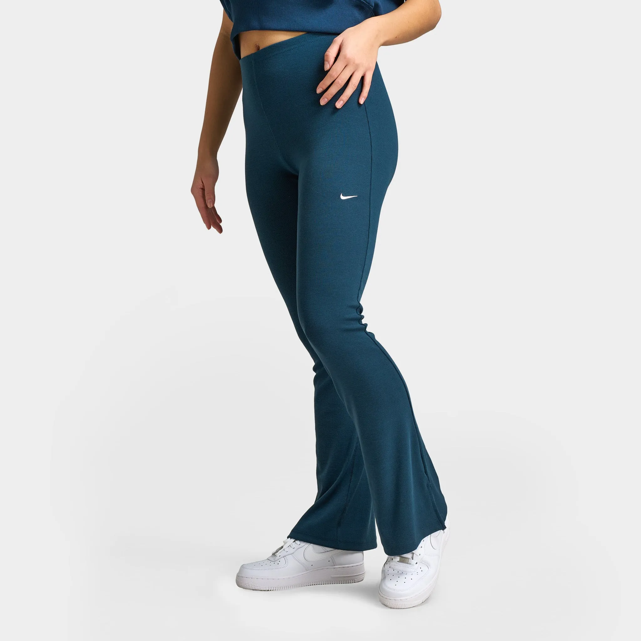 Nike Sportswear Women's Tight Mini-Rib Flared Leggings Armory Navy / Sail