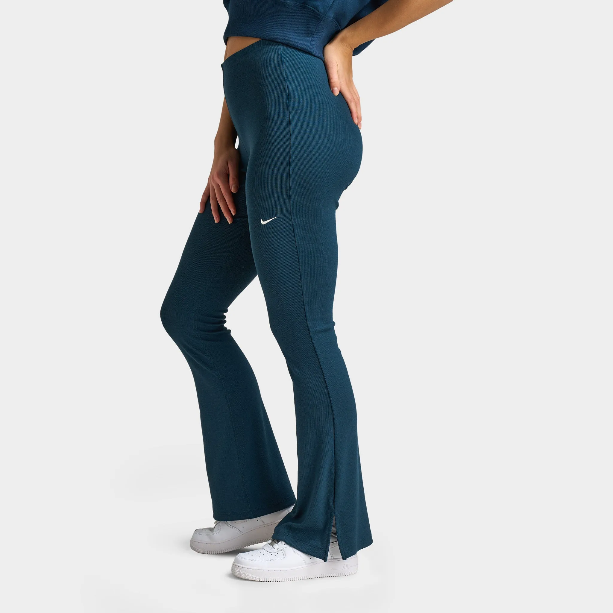 Nike Sportswear Women's Tight Mini-Rib Flared Leggings Armory Navy / Sail