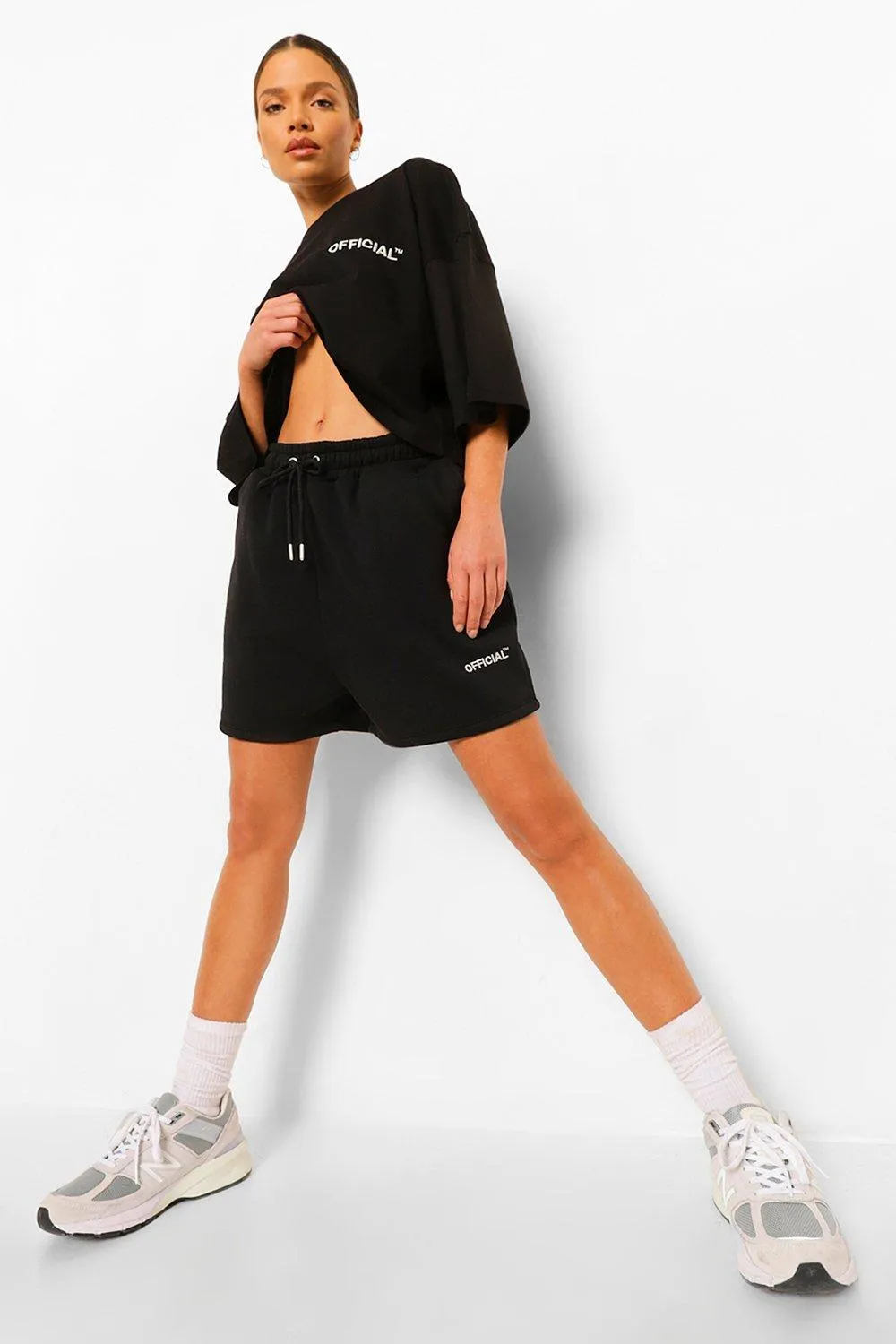 Oversized Slogan Boyfriend Joggers Short