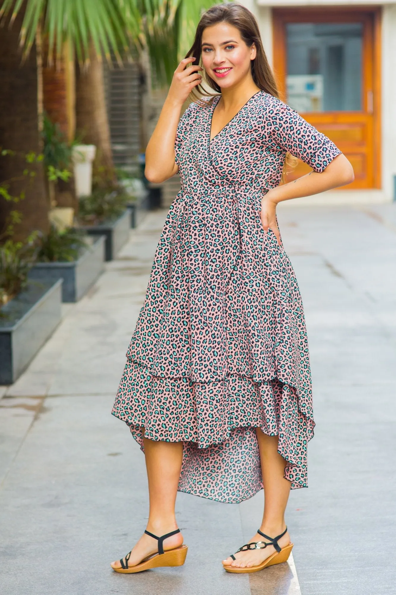 Peachy Pattern Maternity & Nursing Flair Dress