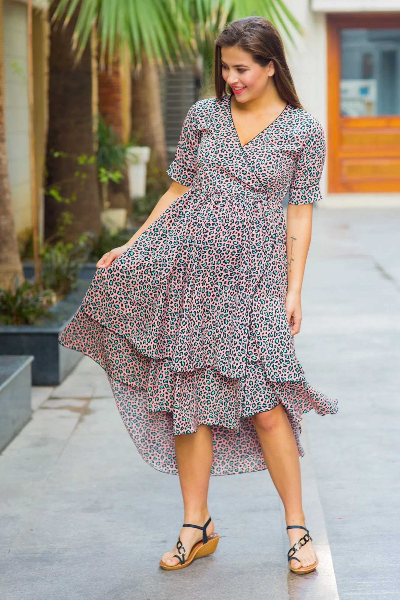 Peachy Pattern Maternity & Nursing Flair Dress