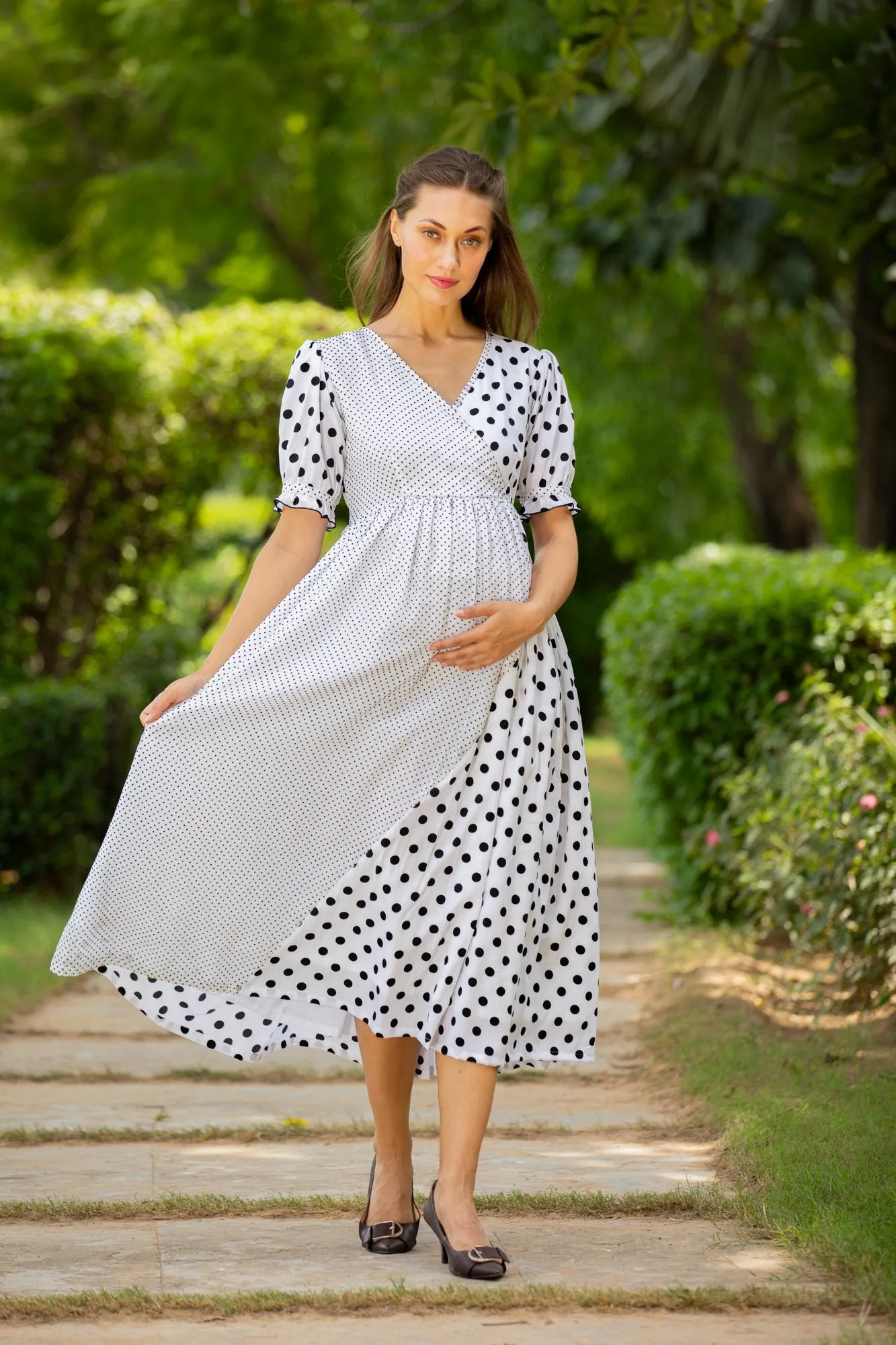 Peppy Polka Maternity & Nursing Dress