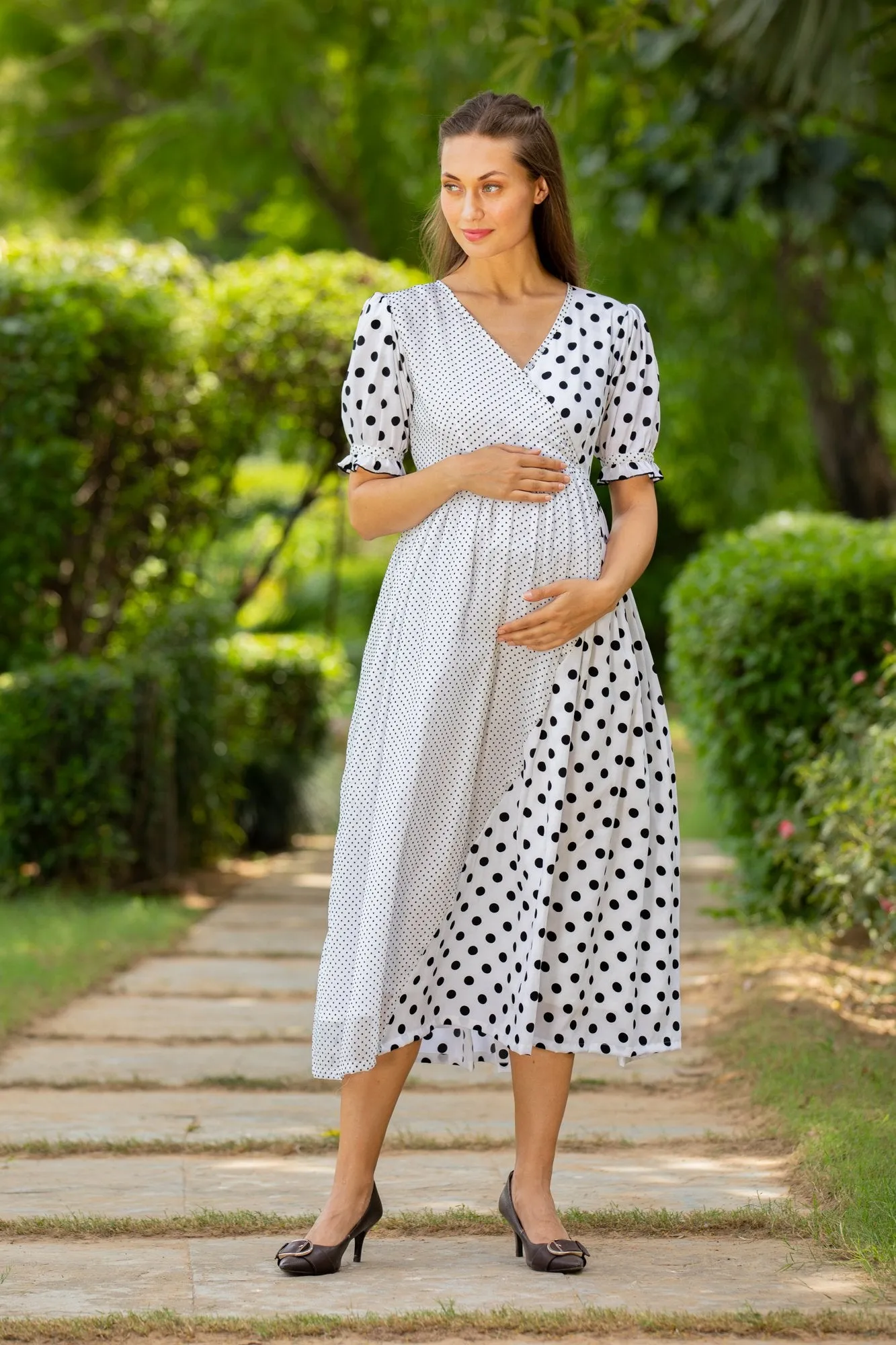 Peppy Polka Maternity & Nursing Dress