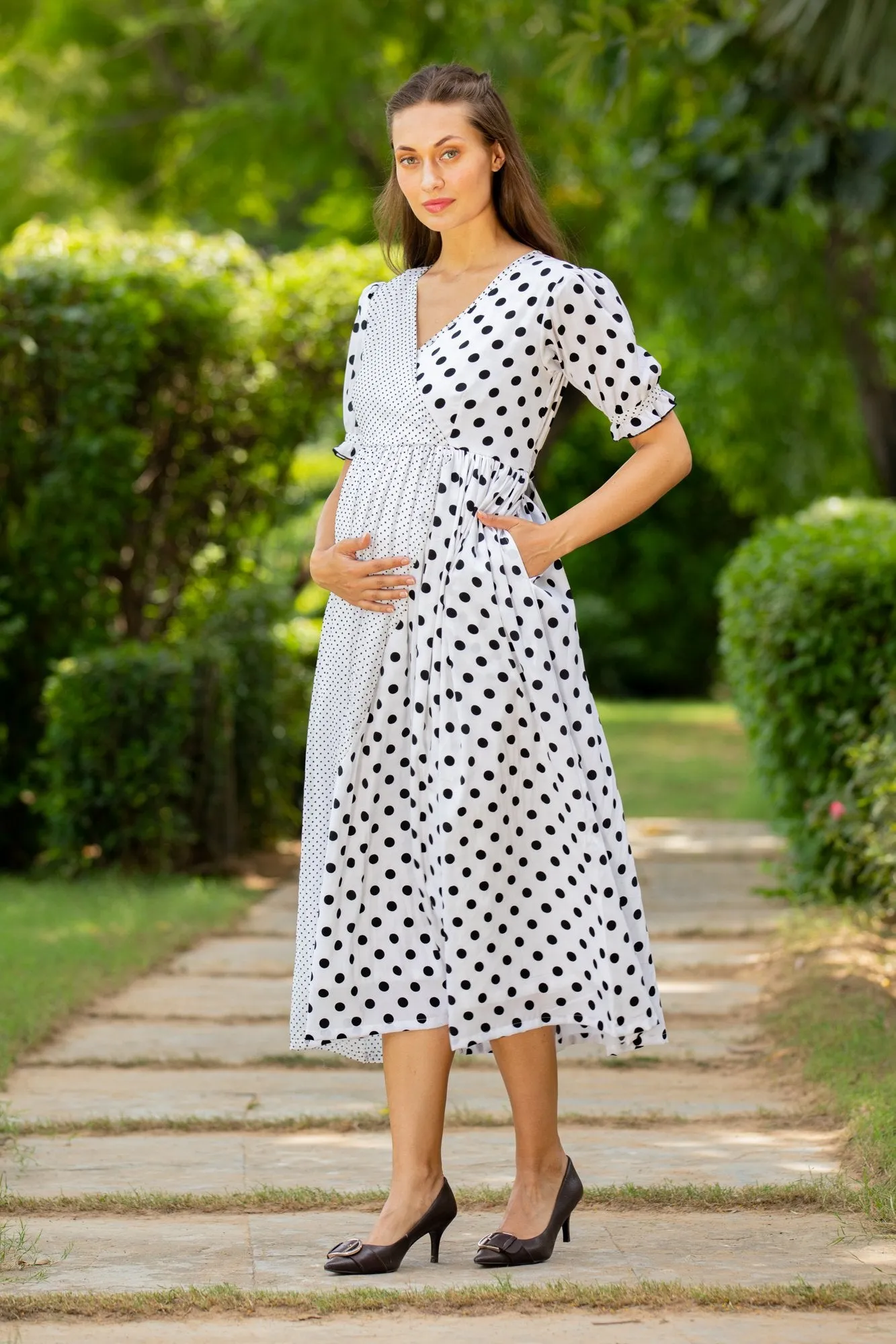 Peppy Polka Maternity & Nursing Dress