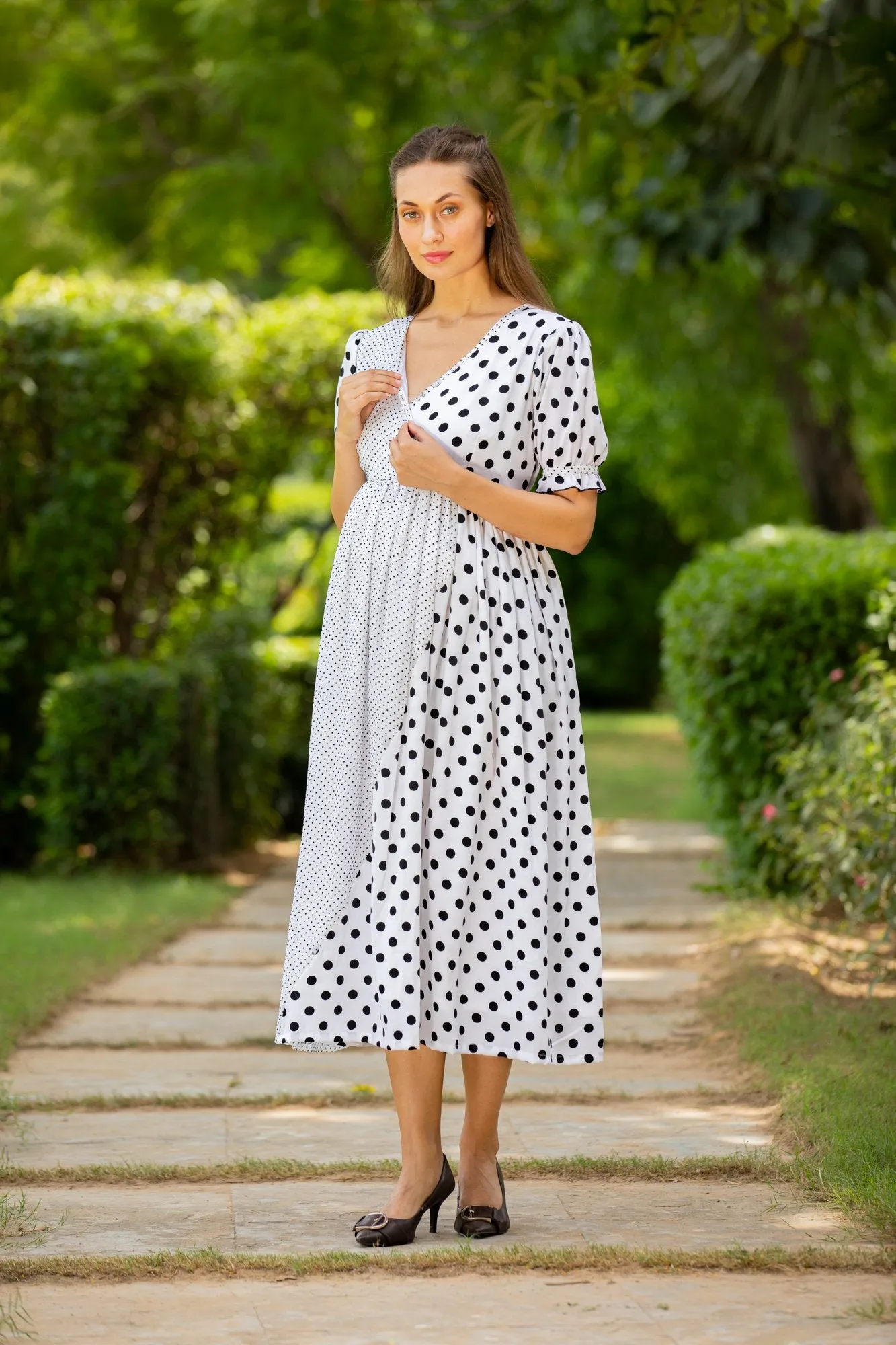 Peppy Polka Maternity & Nursing Dress