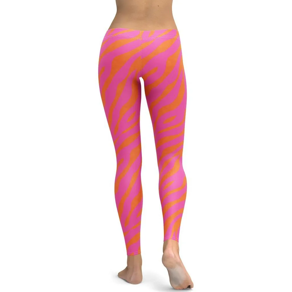 Pink & Orange Zebra Leggings