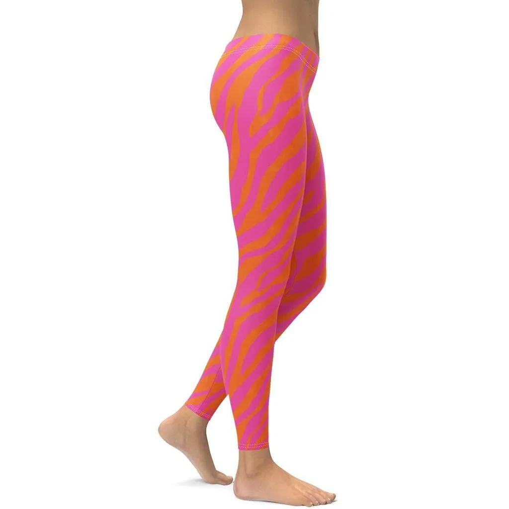 Pink & Orange Zebra Leggings