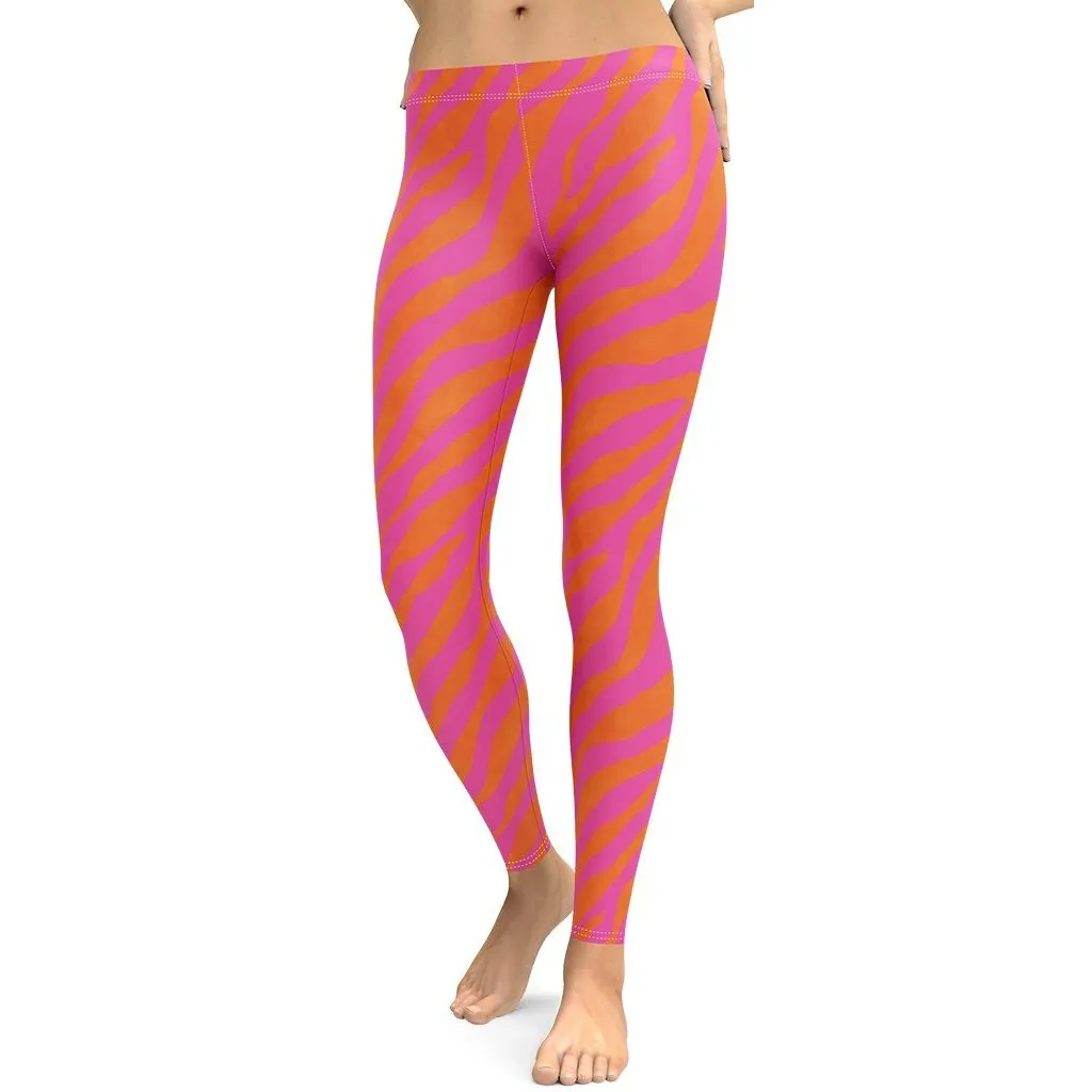 Pink & Orange Zebra Leggings