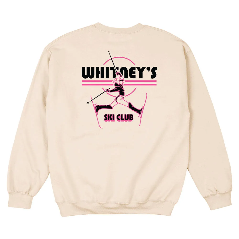 PINK WHITNEY SKI CLUB TAN CREWNECK