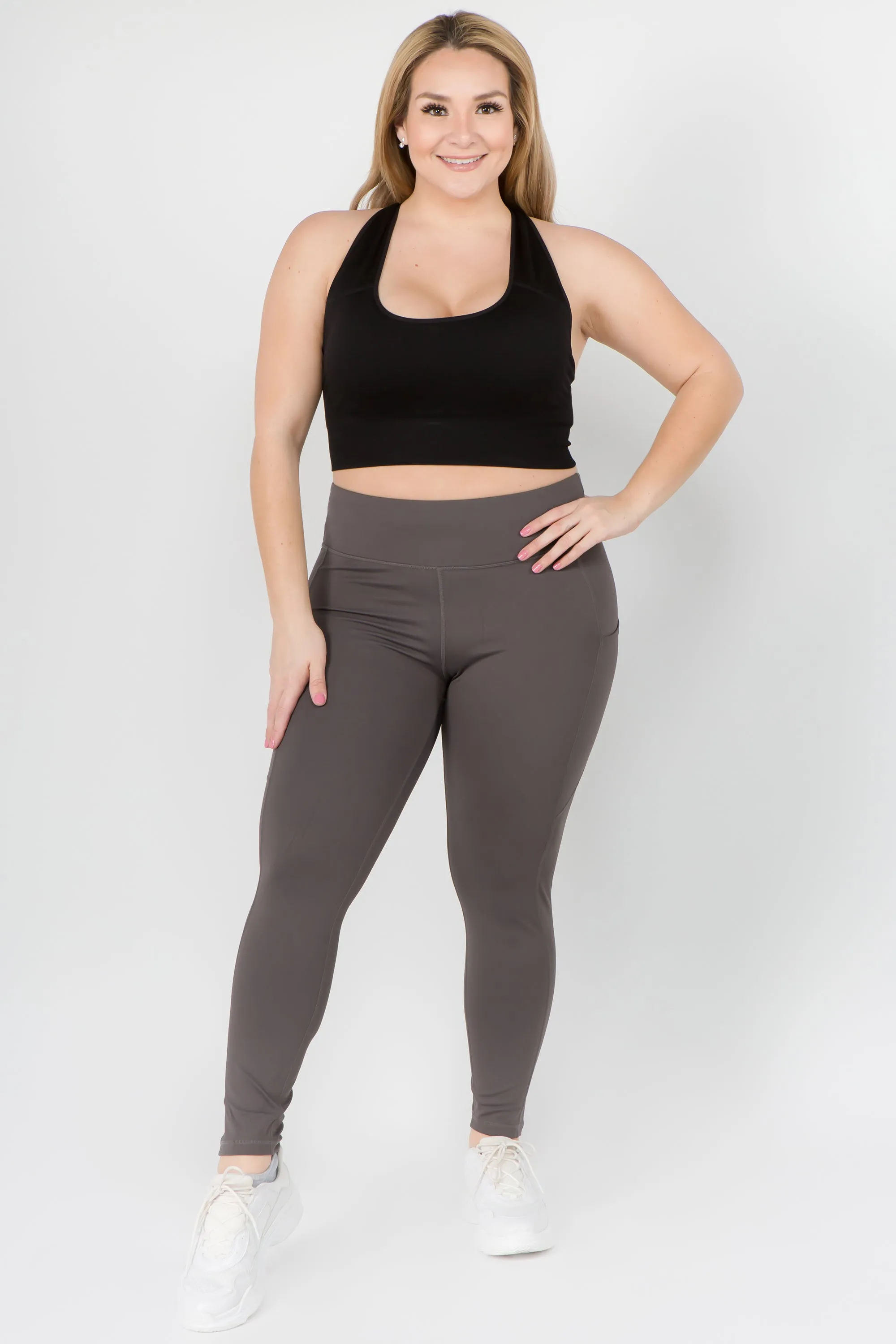 Plus Size High Waist Tech Pocket Workout Leggings