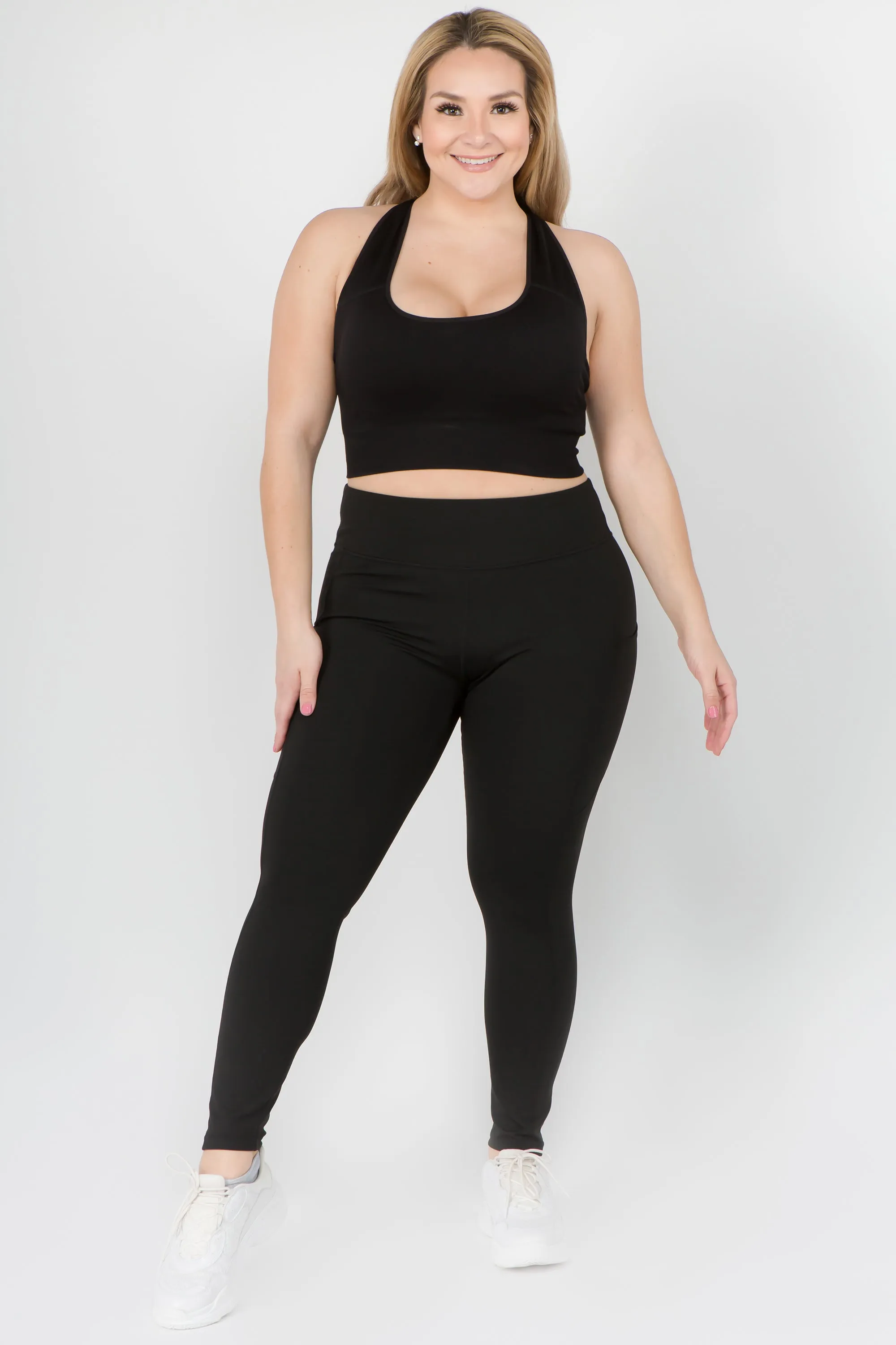 Plus Size High Waist Tech Pocket Workout Leggings