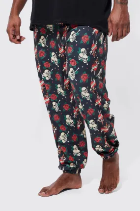 Plus Skull Rose Printed Lounge Joggers