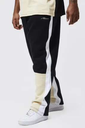 Plus Wide Leg Man Colour Block Joggers