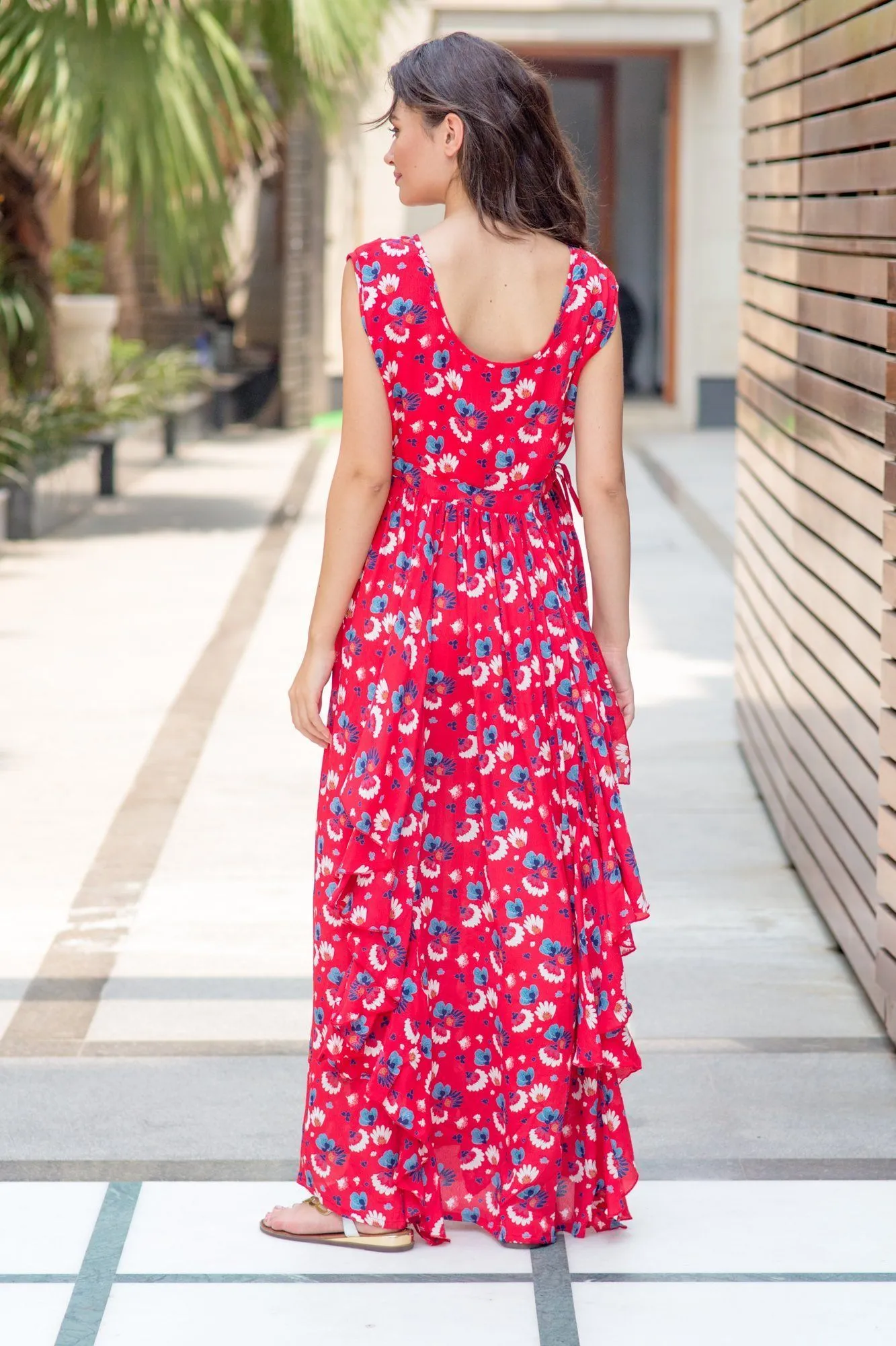 Raspberry Red Floral Luxe Maternity Dress