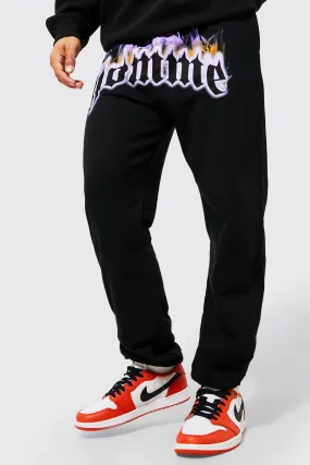 Regular Fit Flame Homme Graphic Joggers