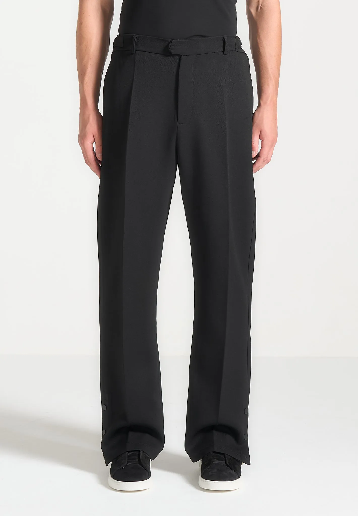 Relaxed Fit Tailored Button Cuff Trousers - Black