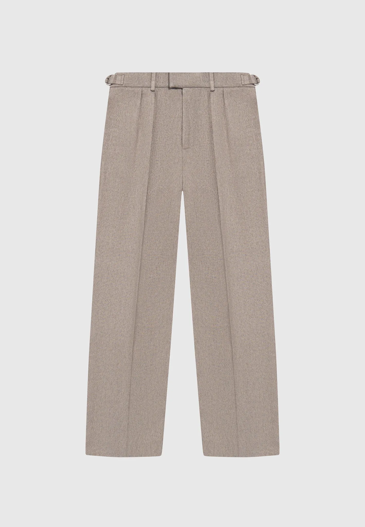 Relaxed Fit Textured Pleated Tailored Trousers - Taupe