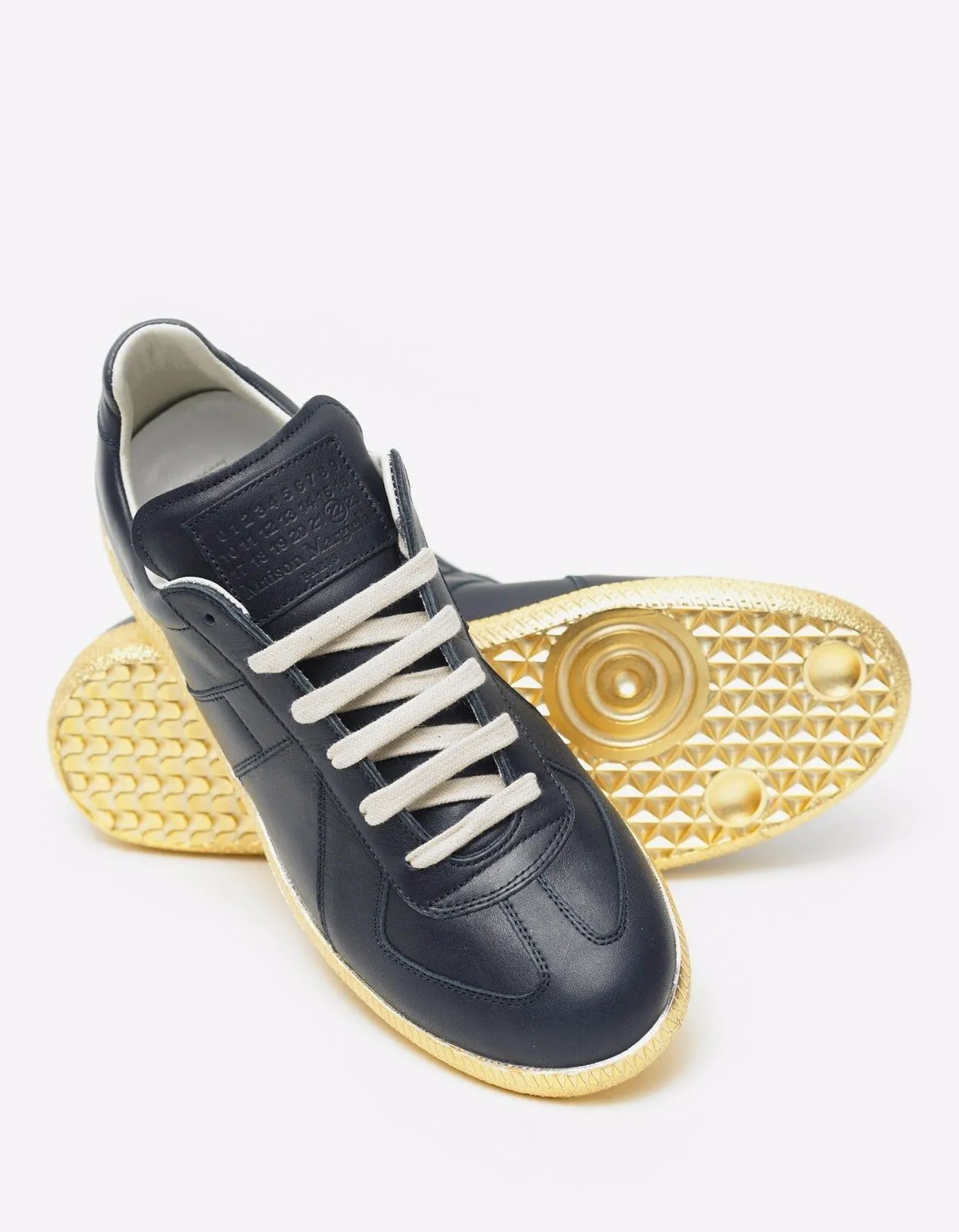 'Replica' Blue & Gold Leather Trainers