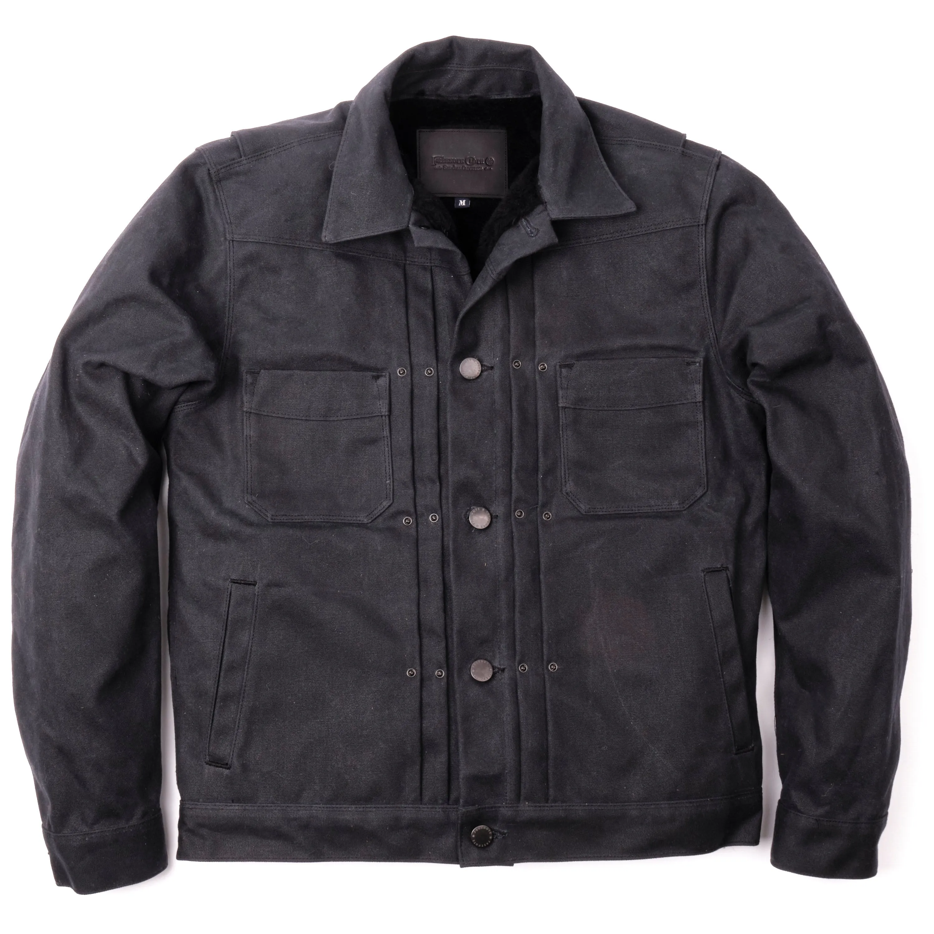 Riders Jacket Heavy Waxed Canvas Black Alpaca