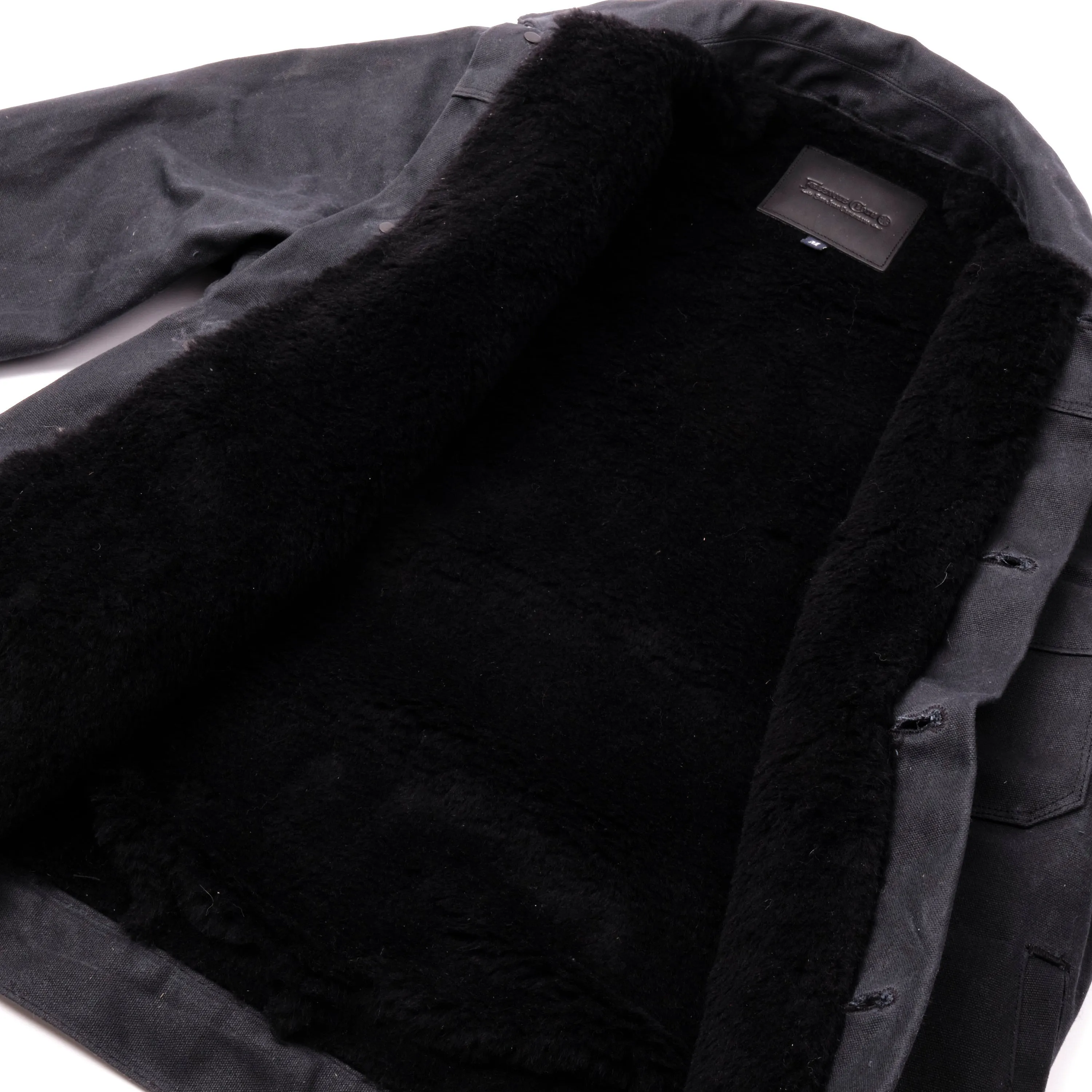 Riders Jacket Heavy Waxed Canvas Black Alpaca