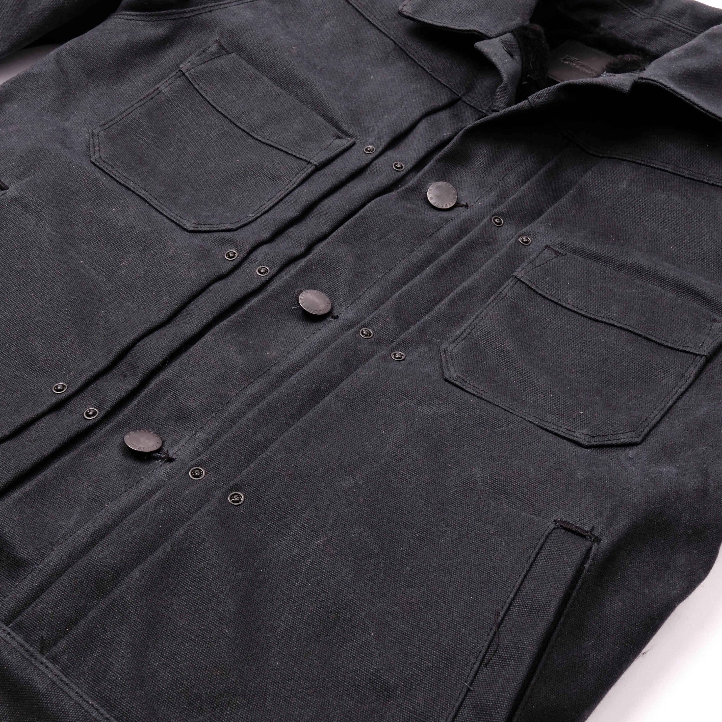 Riders Jacket Heavy Waxed Canvas Black Alpaca