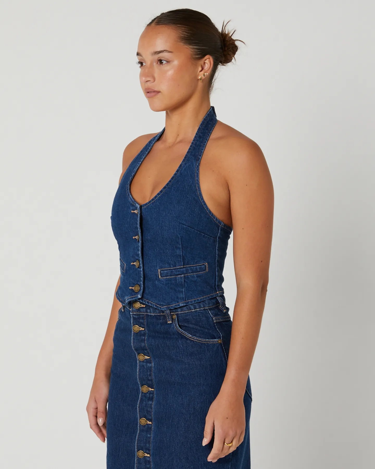 Rollas Halter Vest Stone - Mid Vintage Blue | SurfStitch