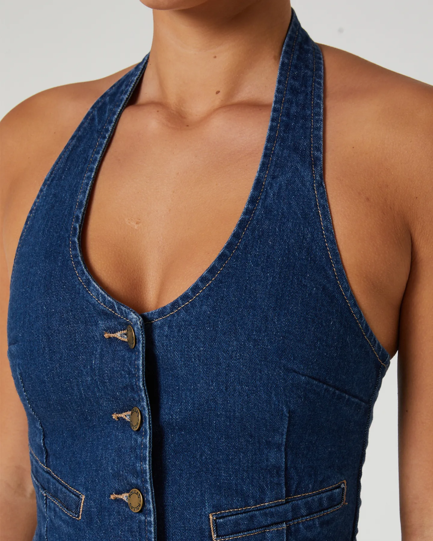 Rollas Halter Vest Stone - Mid Vintage Blue | SurfStitch