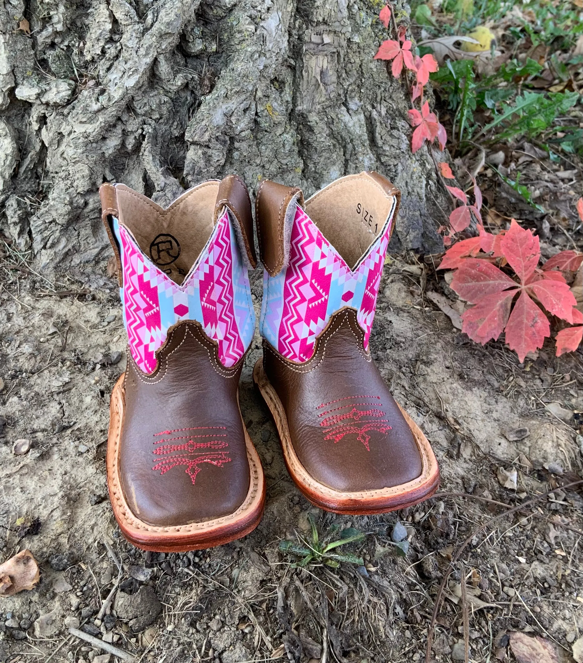 Roper Infant Timeless Special Light Tan Printed Aztec Western Cowgirl Boot 9991-0114