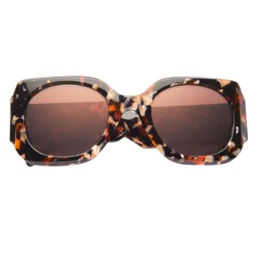 Round Acetate Sunglasses - Orange + Black