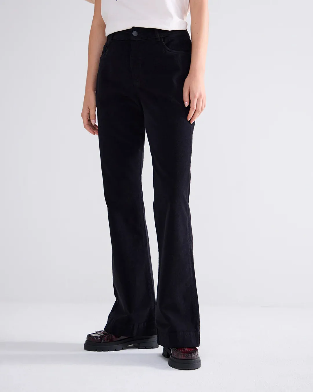 Sacs of Ashbourne   Summum Corduroy Flared Trousers Black