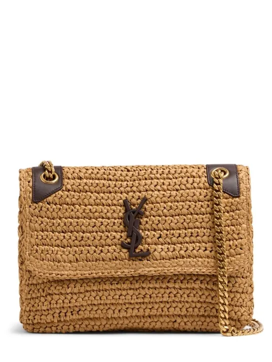 Saint Laurent   Medium Niki raffia shoulder bag 