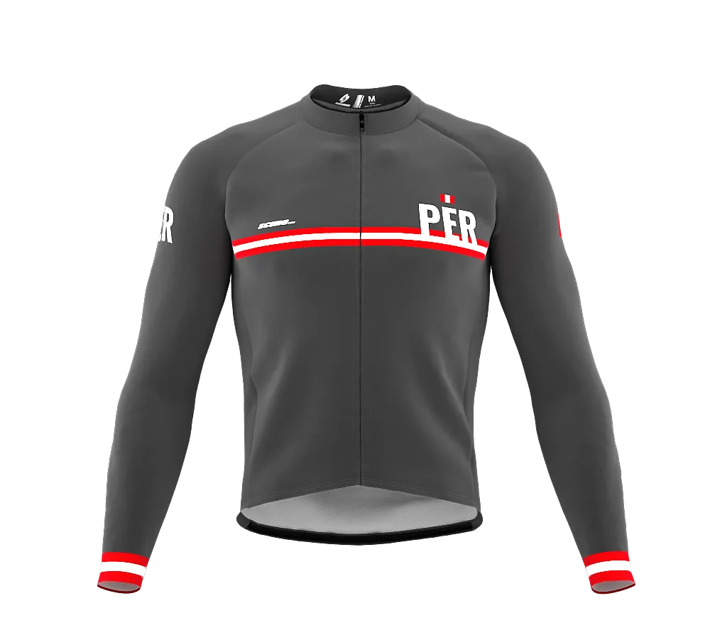 ScudoPro Pro Thermal Long Sleeve Cycling Jersey Country CODE Peru Gray | Men and Women