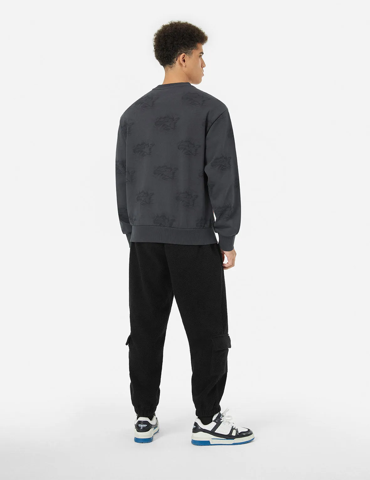 Seagull Embroidery Regular Fit Cargo Sherpa Joggers