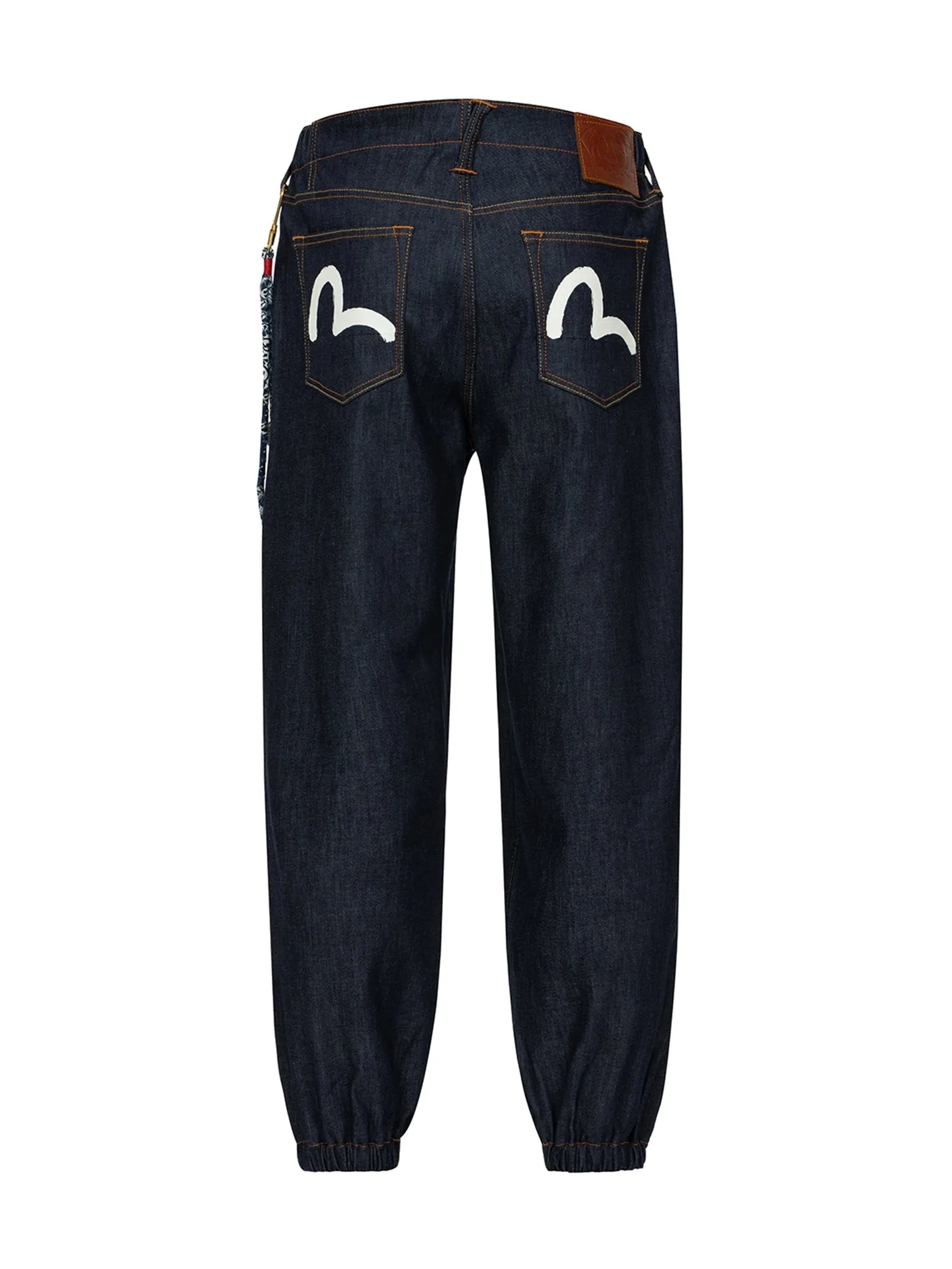 Seagull Print with Denim Chain Relax Fit Denim Joggers