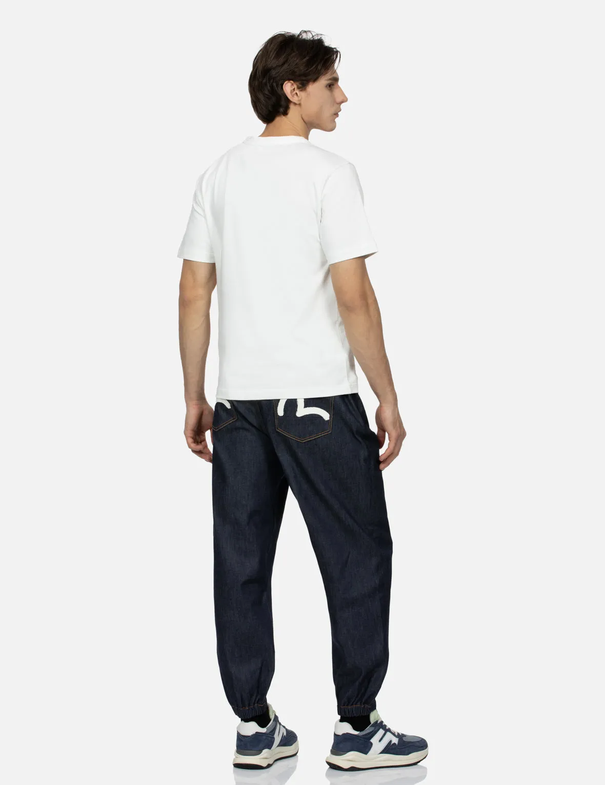 Seagull Print with Denim Chain Relax Fit Denim Joggers