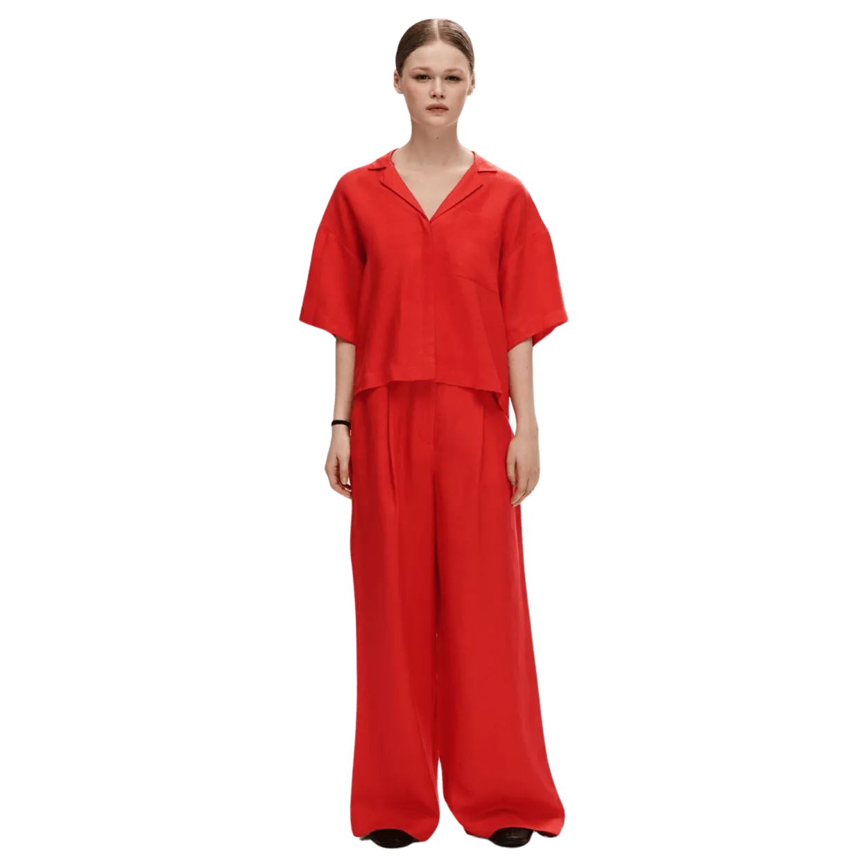 Selected Femme Lyra High-Waisted Wide-Leg Linen Trousers