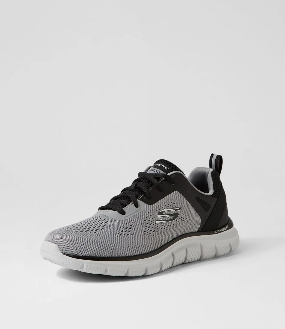 SKECHERS Track Broader Grey Black Mesh Sneakers