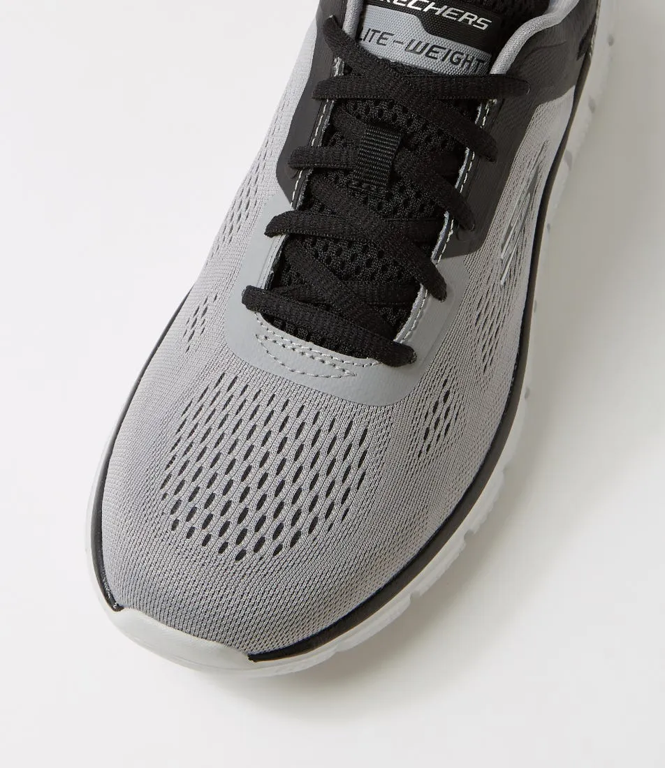 SKECHERS Track Broader Grey Black Mesh Sneakers