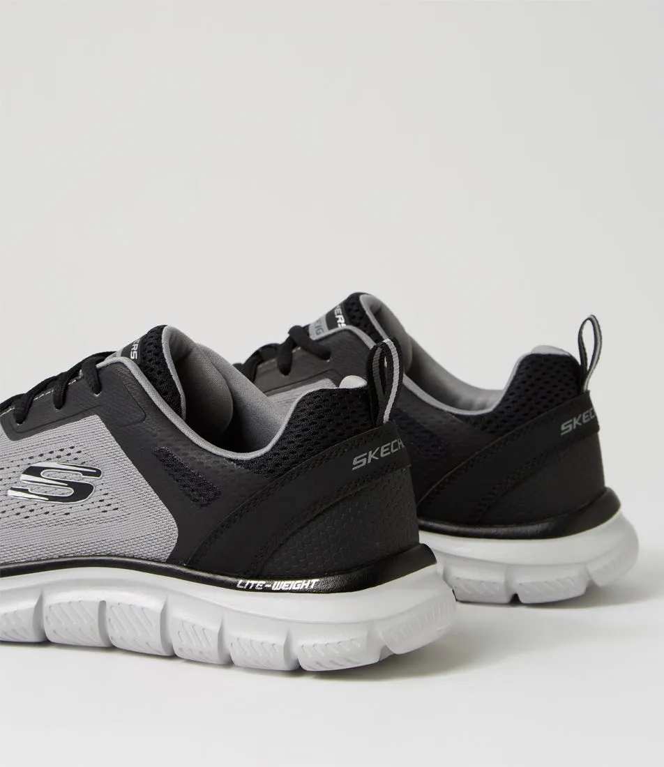 SKECHERS Track Broader Grey Black Mesh Sneakers