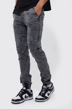 Skinny Stretch Panelled Denim Joggers