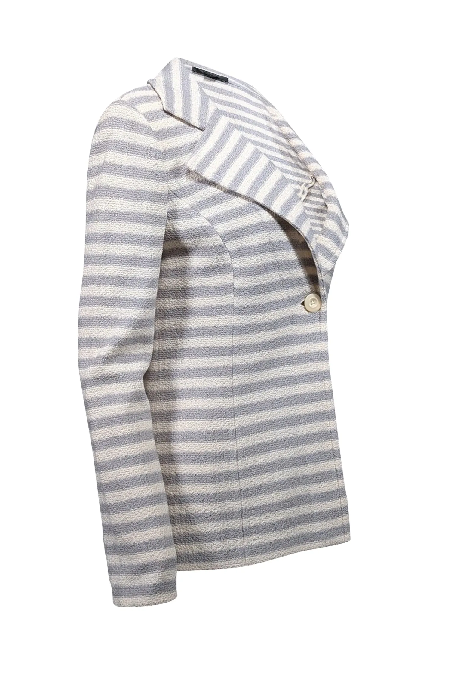 St. John - White & Grey Striped Knit Jacket Sz 8