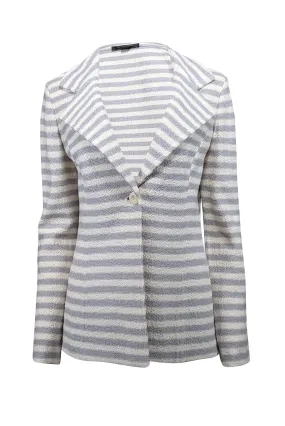 St. John - White & Grey Striped Knit Jacket Sz 8