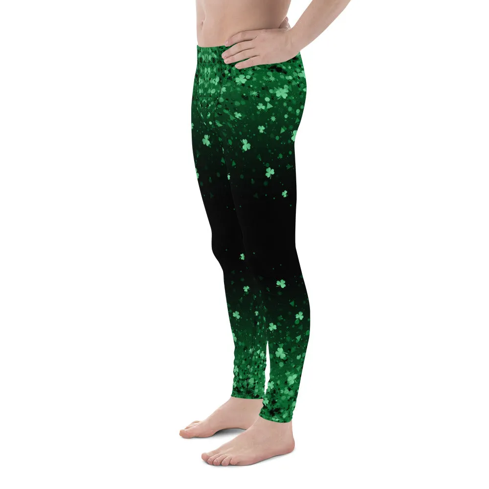 St. Patrick's Day Glitter Print Men's Leggings