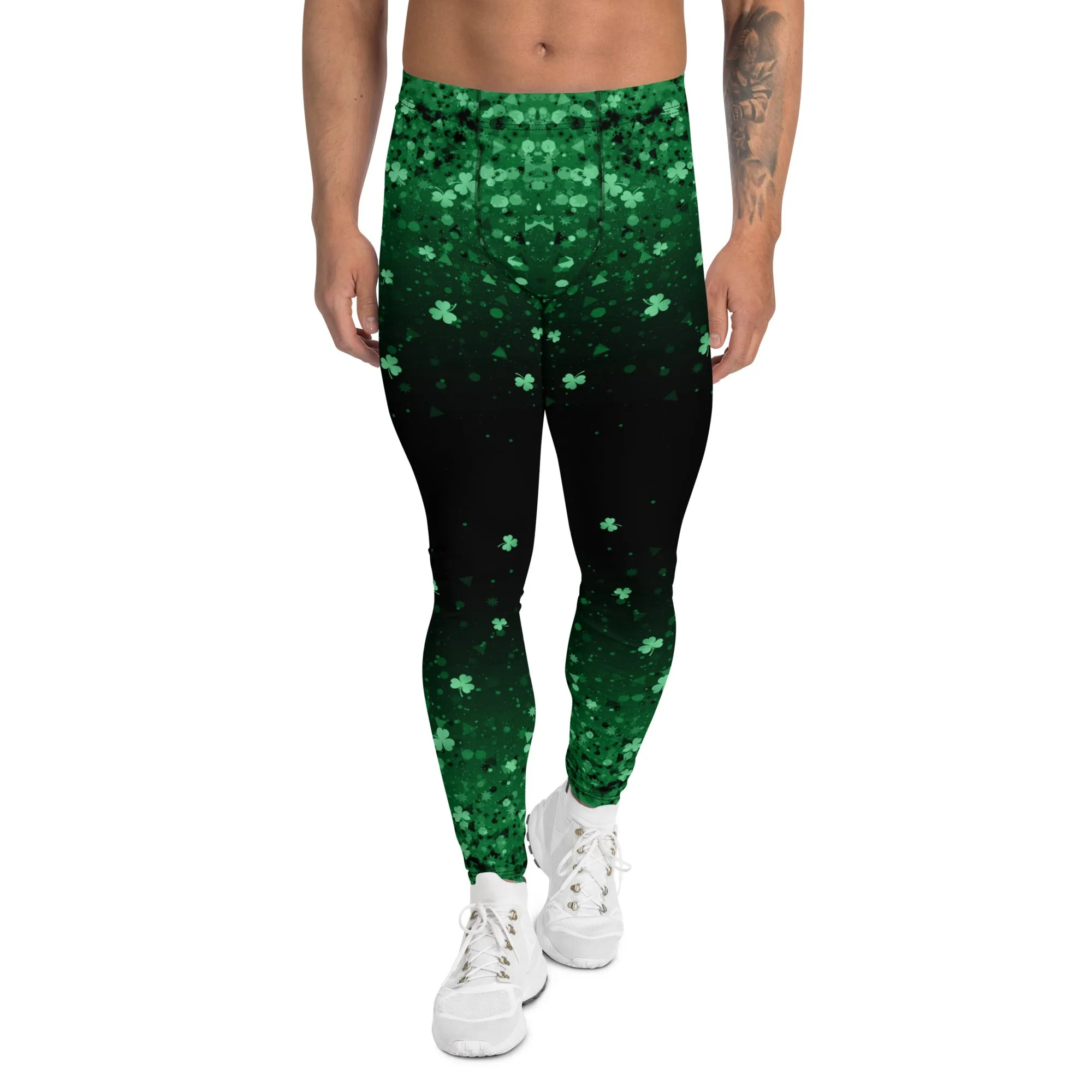 St. Patrick's Day Glitter Print Men's Leggings