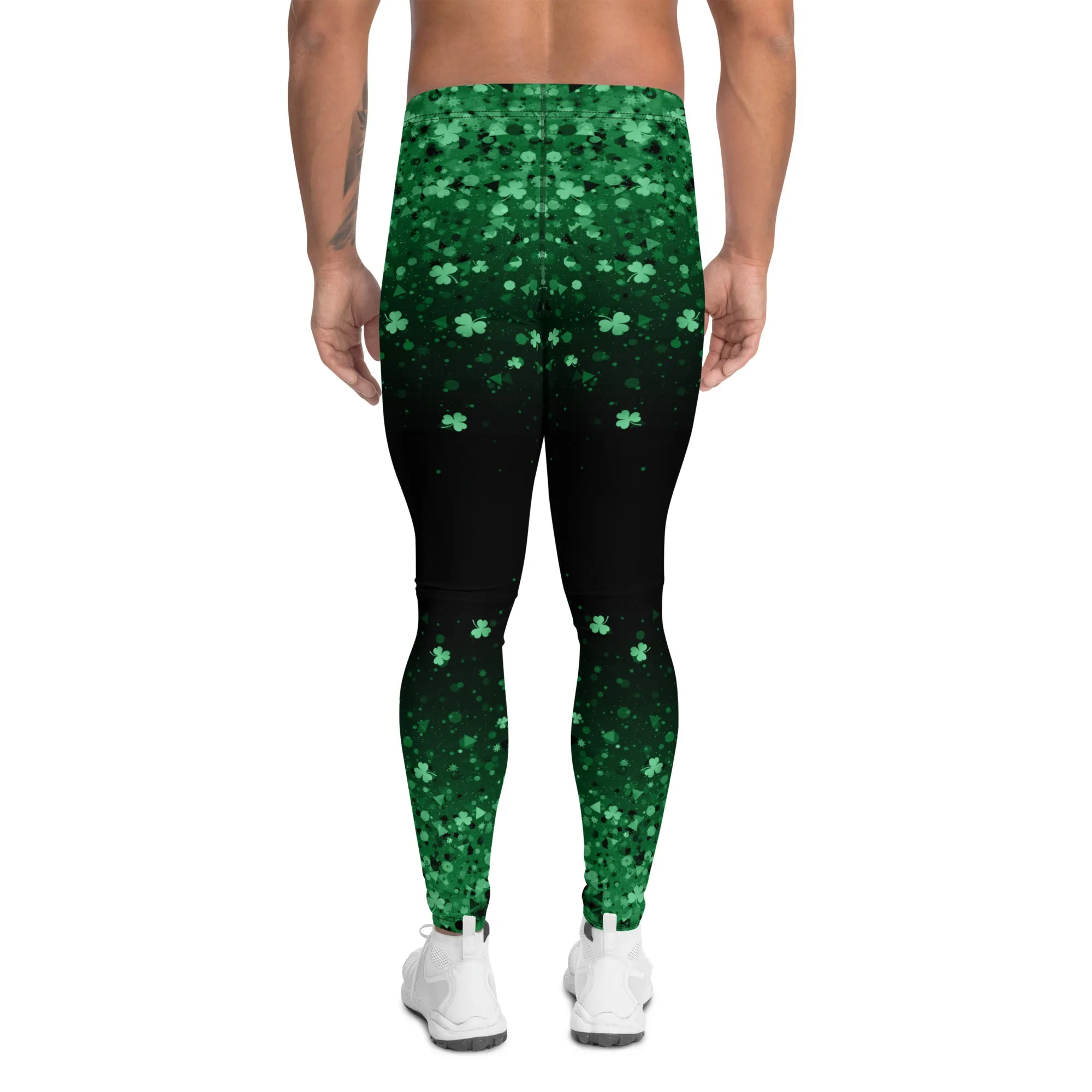 St. Patrick's Day Glitter Print Men's Leggings