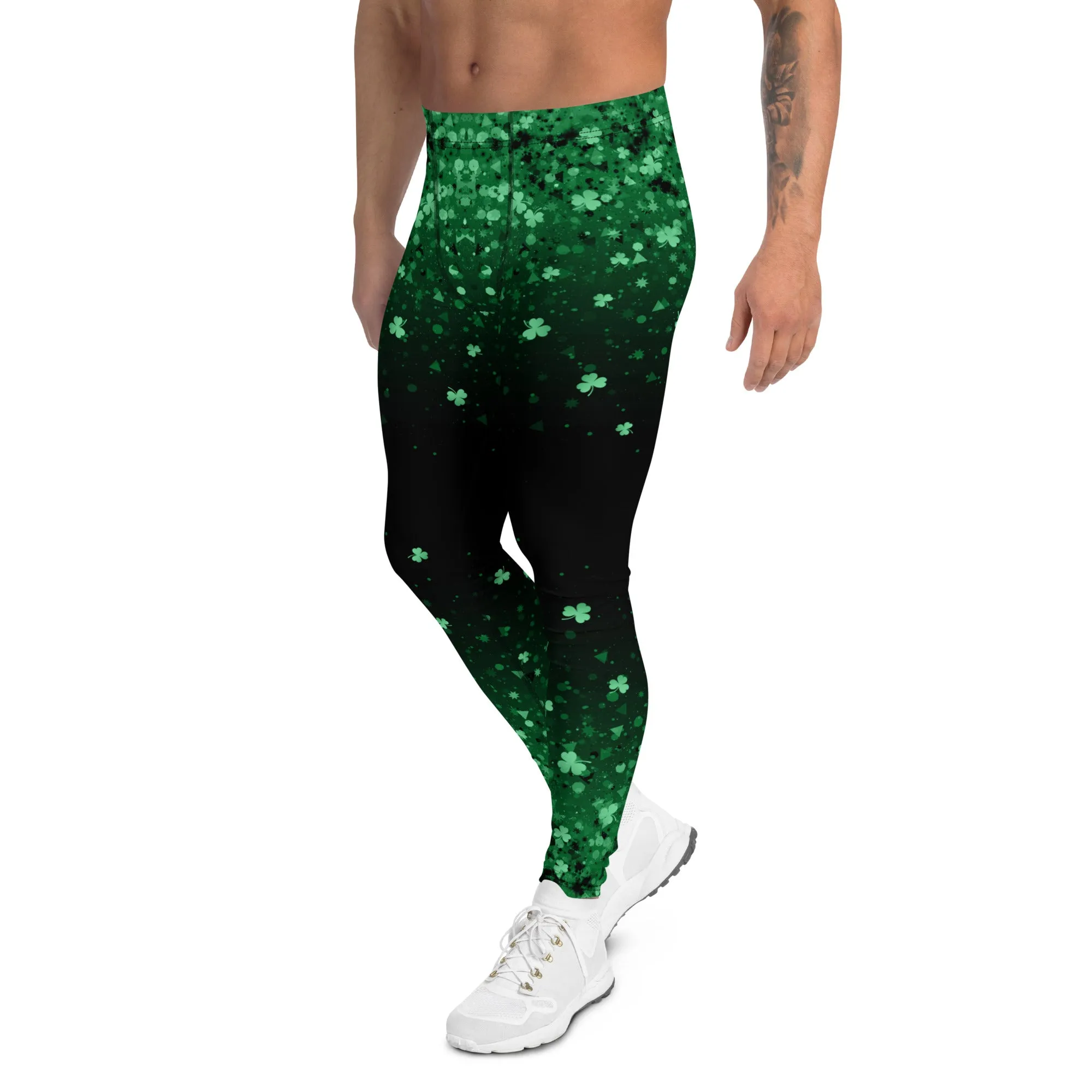 St. Patrick's Day Glitter Print Men's Leggings