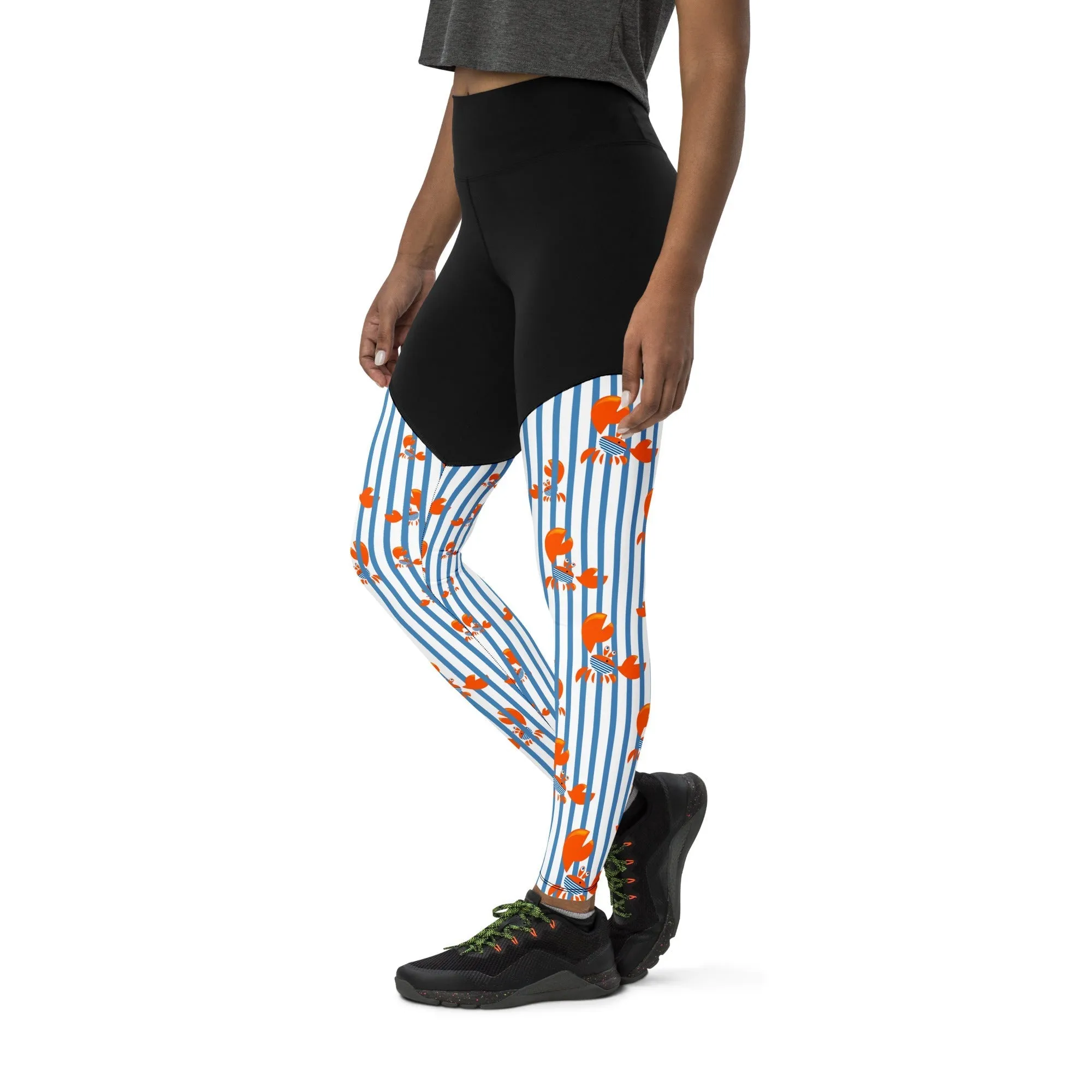 Stripes & Crabs Compression Leggings