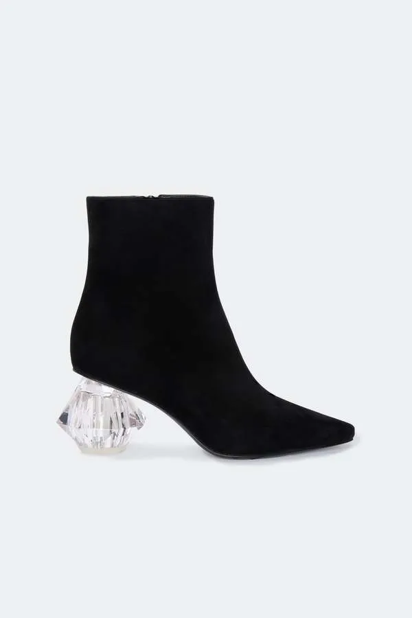 Suede Crystal Kuki Boot - Black