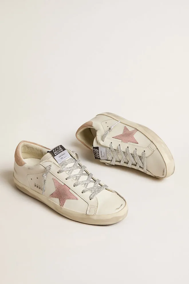 Super-Star Trainers in Optic White/ Antique Pink/ Nougat